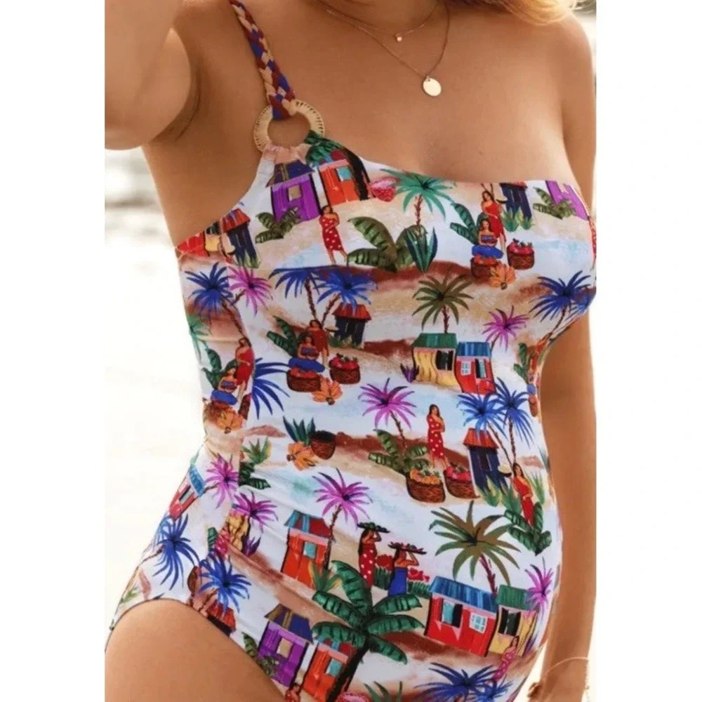 Cache Coeur Maternity Playa Pregnancy One Piece Swimsuit Swim Soft‎ Medium